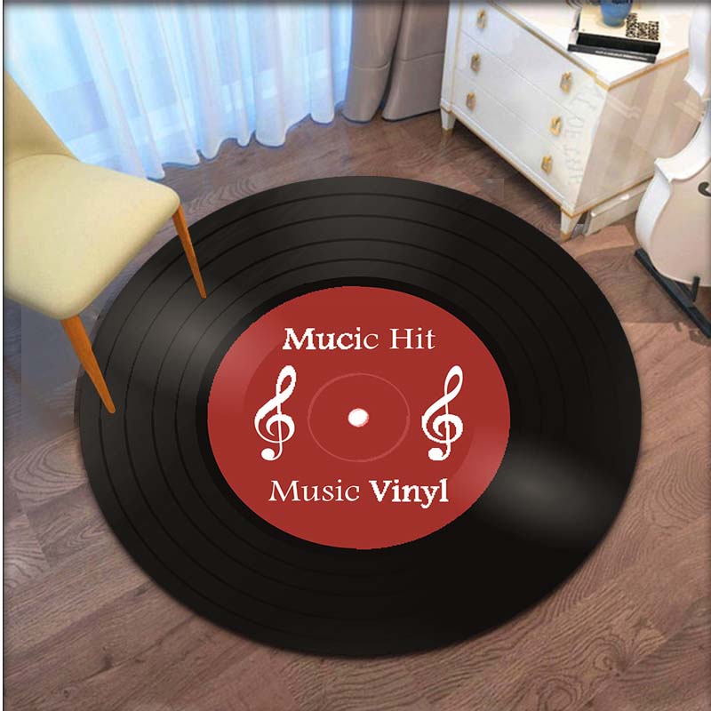 Запись музыкального компакт-диска, ковер с рисунком, круглый коврик в стиле ретро, декоративный коврик для гостиной, спальни, нескользящий коврик для крыльца, Tapete Redondo