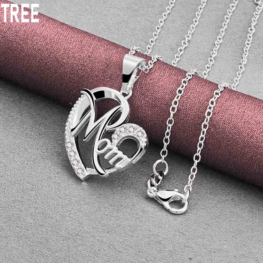 Ожерелье с подвеской в виде сердца матери из стерлингового серебра 925 пробы с цирконием AAA, модные свадебные украшения
