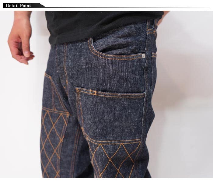 Kojima Jeans KOJIMA GENES 13 унций Джинсы стрейч прямого кроя с двойными коленями и ромбовидной строчкой Деним Сделано из одной штанины, Япония, Мужские, Стирка, RNB-107, Индиго-31