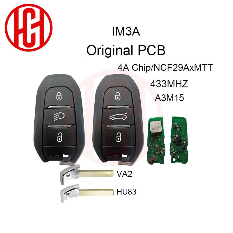 Original PCB IM3A NCF29A 4A A3M15 Chip 433MHz Car Remote Key For Peugeot Citroen Opel JEEP DS Keyless Go 3 Buttons