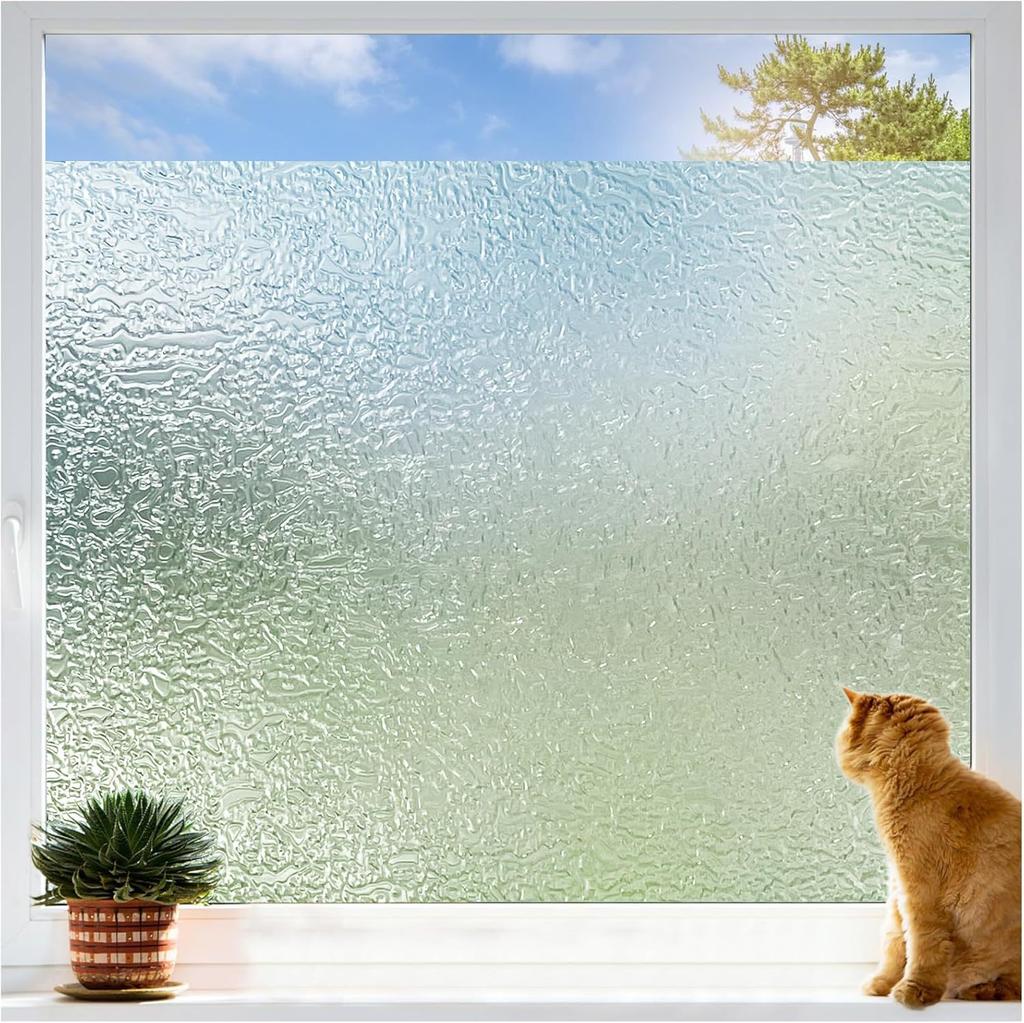 Self-adhesive PVC Static Cling Window Film Suitable for Bathroom and Shower Windows, Transparent or Opaque Window Film for Living Room Home Decoration