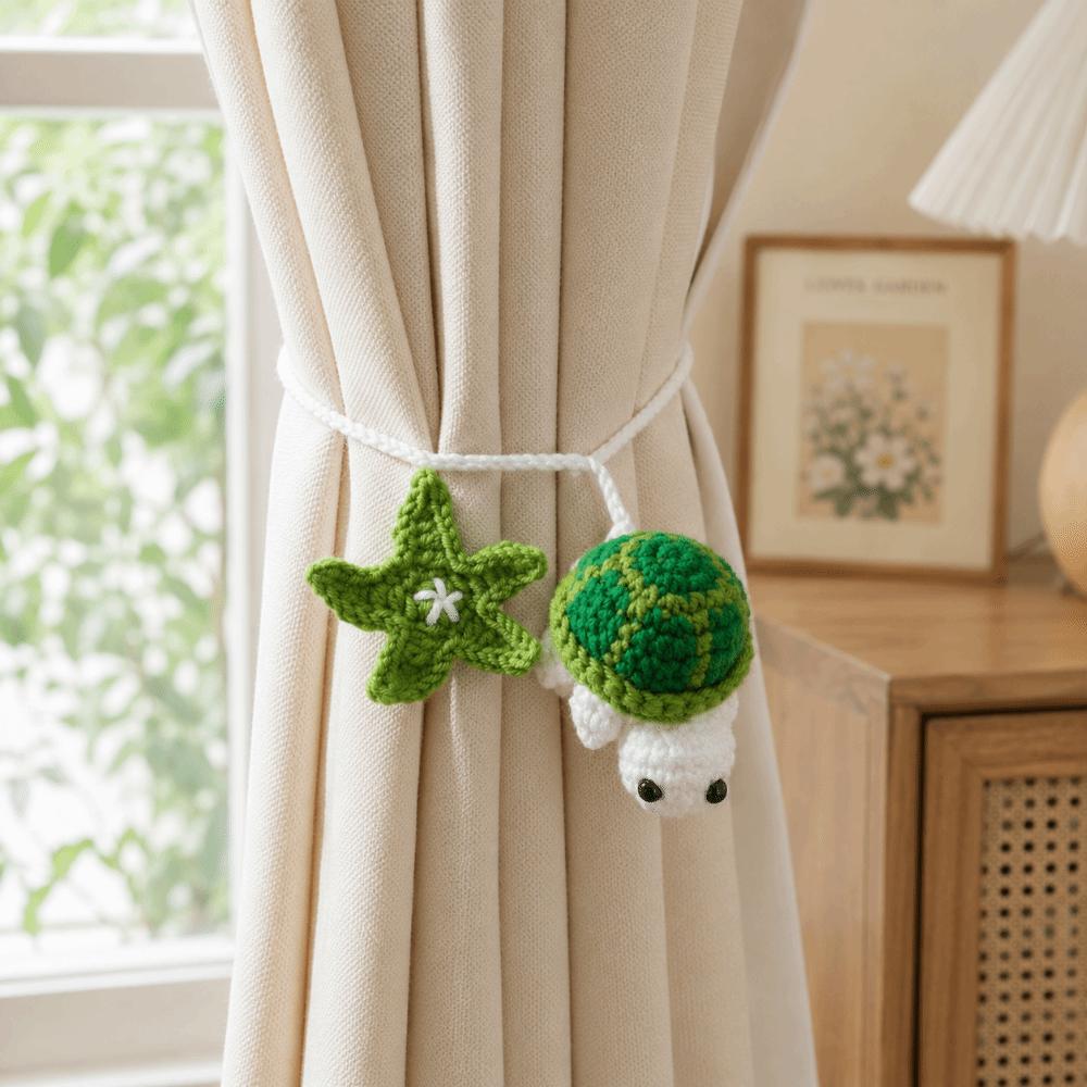 Multi-Purpose Crochet Turtle Handmade Curtain Tieback Creative Bag Hanging Charm Home Decoration