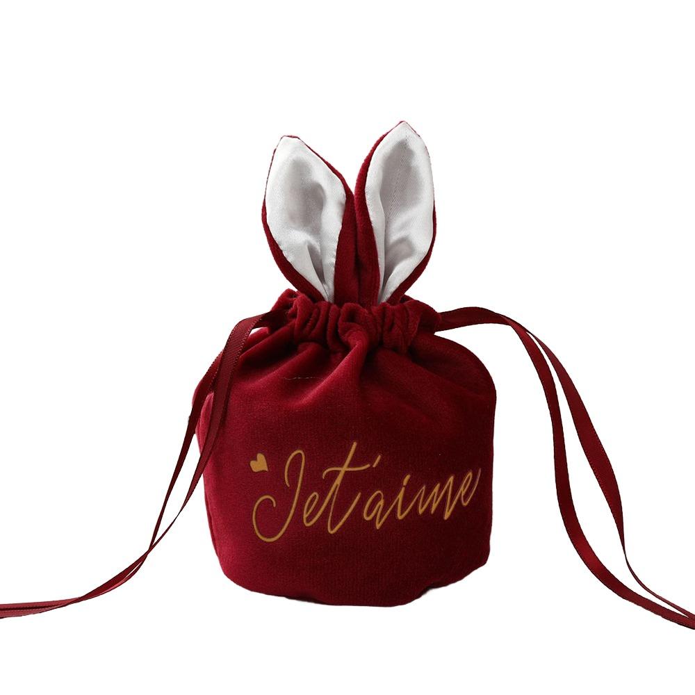 Bunny Ears Drawstring Bags Velvet Jewelry Organizer New Gift Packing Bags Birthday Party