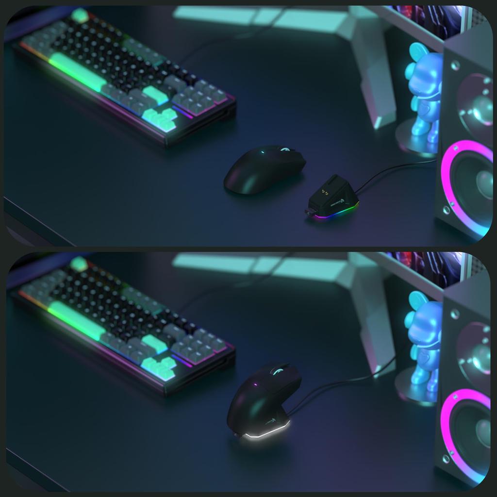 Сверхлегкая игровая мышь MAMBASNAKE x ATTACK SHARK X11, 60 г, RGB, магнитная зарядная док-станция, 3 режима подключения: 2,4 ГГцBluetoothType-C, Двойной