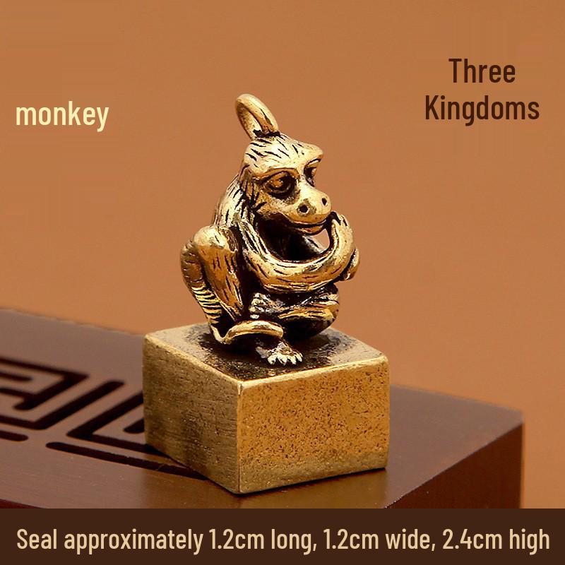 Брелок-печать из латуни с китайским зодиаком: Ретро Подвеска и Креативный Подарок