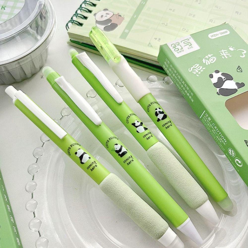 4PCS Blue/Black Ink Thermal Eraser Pen Cute 0.5mm Gel Pen Cartoon Panda Erasable Pen School Office
