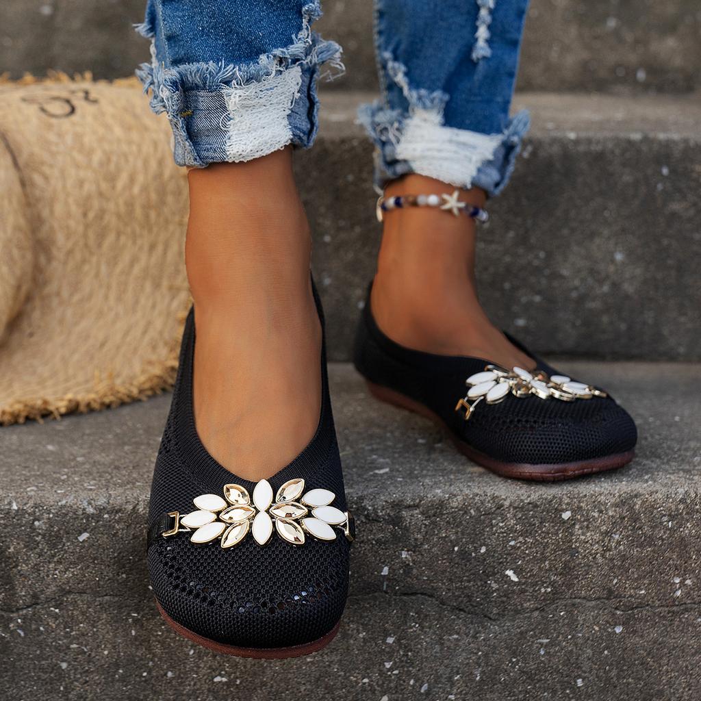 Дизайнерские цветочные туфли для мам, легкие тканевые туфли без застежек для женщин, трикотажные сетчатые женские туфли на плоской подошве 2024 года, полые летние сандалии