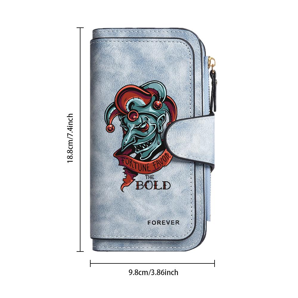 Gothic Joker Pattern Long Wallet Portable Multi Slot Card Holder Fashion Casual Daily Carry Purse