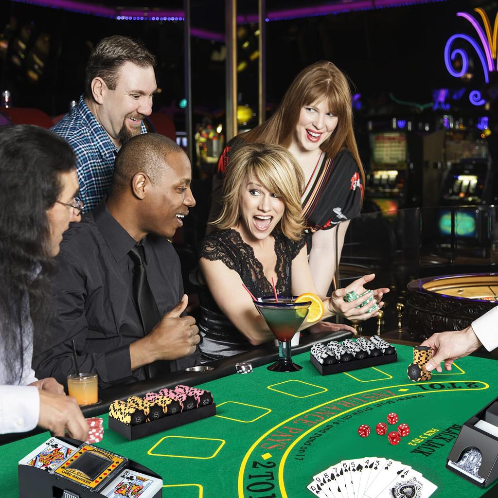 GIANTEX 300 Покер 5 Казино 14г Набор для покера с алюминиевым покером 5 3 2 колодами игральных карт и набором казино-фишек для карт для Техаса Идеально подходит для домашней игры 300