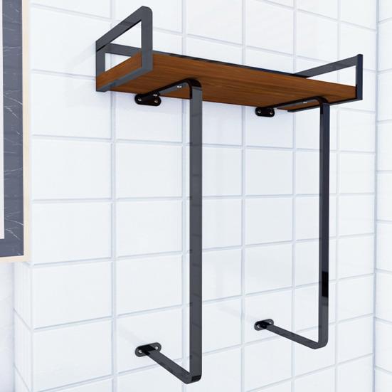 Настенная вешалка для полотенец с деревянной полкой, прочная, несущая, простая установка, органайзер для хранения рулонных полотенец в ванной комнате