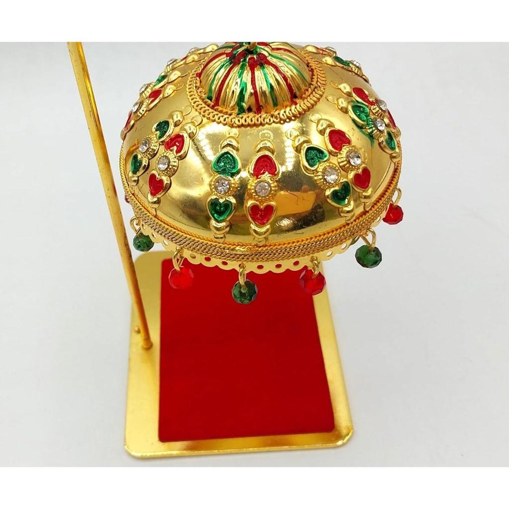 Metal Umbrella Chhatra for God Idol, Car Dashboard/Office Desk/Table/Home Decor Showpiece, Chatri Aasan for God