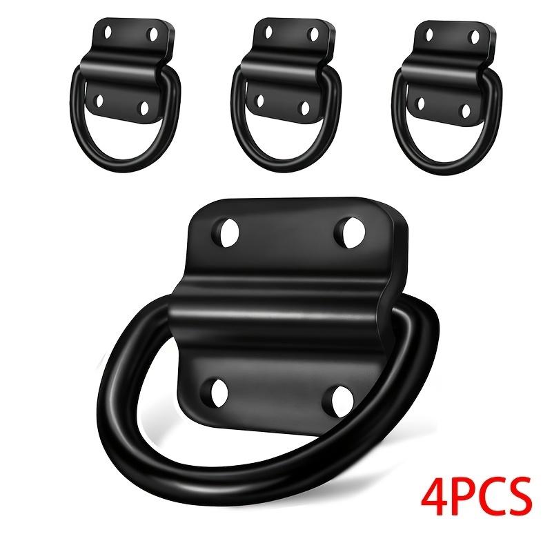 4x Heavy Duty D-Ring Pull Hook Stainless Steel Trailer Tie Down Anchor Black Secure Cargo Car Truck Enclosed Multi Purpose Mount