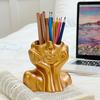 Abstract Face Design Pen Holder Creative Sculpture Large Capacity Desktop Organizer for Pens Erasers Crayons Markers Makeup Brush