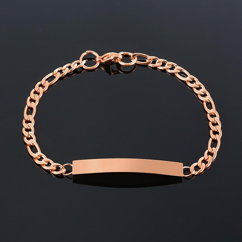 Vnox Women's Personalize Custom Love Name Bracelets 4 Colors Option Solid Stainless Steel Bar Link Chain Anniversary Jewelry
