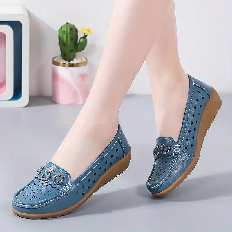Women Shoes Flats Wedges Slip On Casual Genuine Leather Loafers