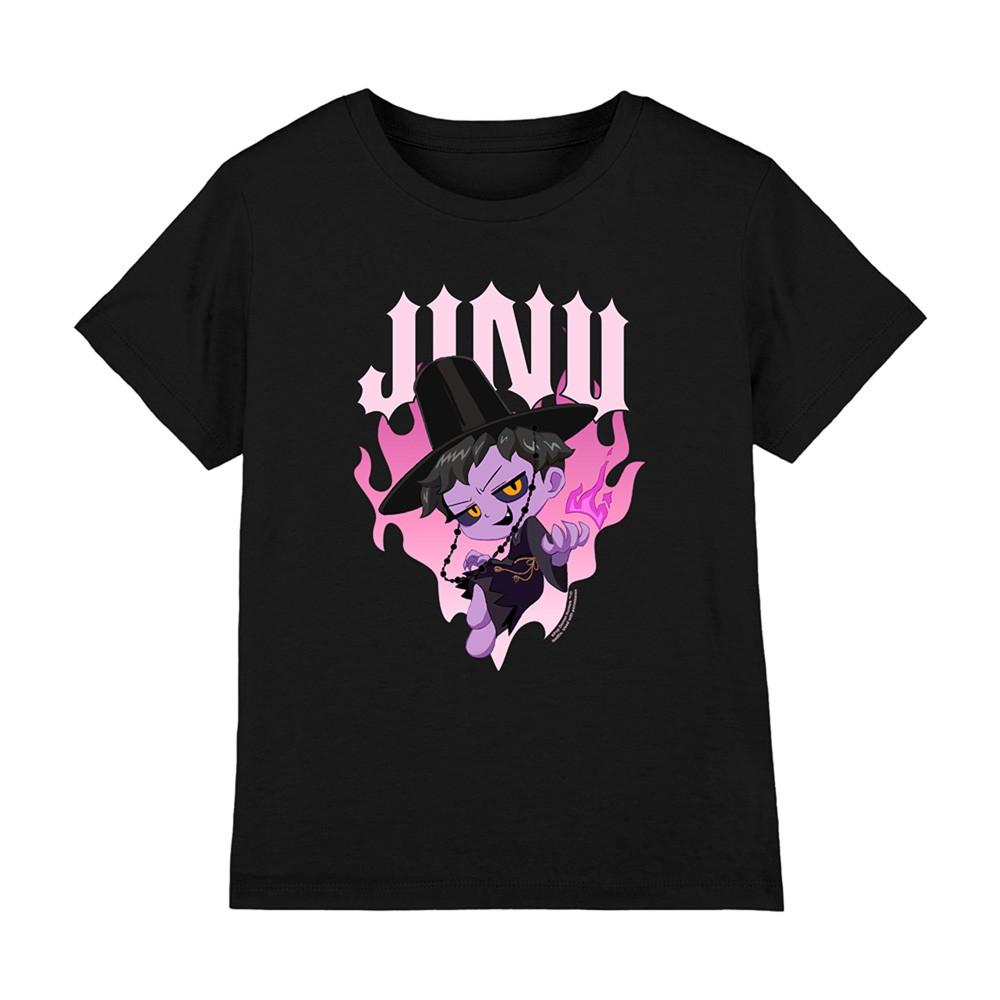 Kpop Demon Hunters Jinu Demon Heart Flames Kids T-Shirt Black