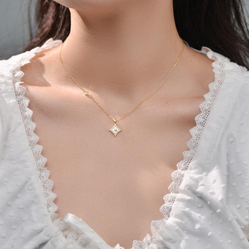 Ожерелье с четырехконечной звездой с нишевым дизайном, простой и роскошный темперамент, изысканная ключичная цепочка, новый стиль
