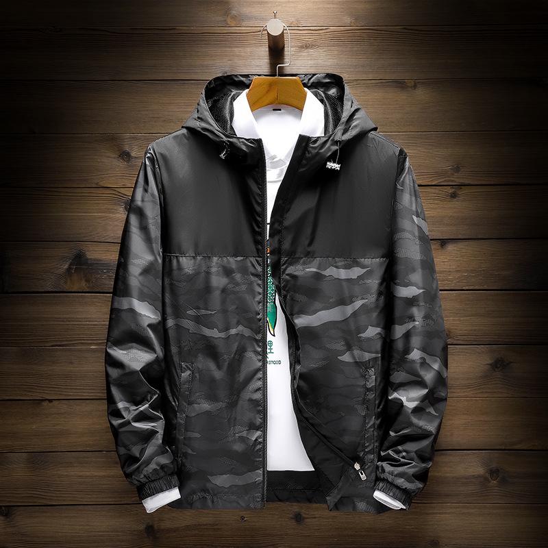 Hooded Camouflage Windbreaker Outdoor Running Quick-drying Coat Spring and Autumn Men's Light Casual Jacket Windproof Jacket