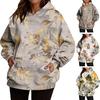 Women Hoodie with Big Front Pocket Camouflage Maple Leaf Print Oversized Hooded