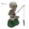 Хэллоуин Рыболовный Скелет Фигурка Жуткий Сидящий Тыквенная Голова Скелет Статуя Скульптуры Открытый Сад Пруд Фонтан Украшение Стороны Бассейна