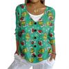 Women's Fashion Casual Knit Sweater Button-Up Christmas Print Cardigan Jacket