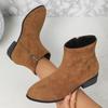 Foreign Trade Large Size Fashion Solid Color Fashion Boots 2025 Autumn New Women's Boots European and American Pointed Side Zipper Thick Heel Short