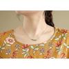 DIMANAF 2025 Summer T-Shirt Plus Size Women Flower Printing Batwing Sleeve Vintage Loose Tops Casual