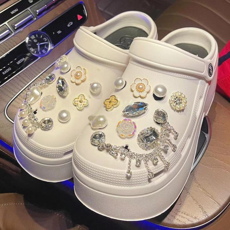 20 шт. подвеска для обуви Crocs DIY блестящая цепочка со стразами украшение для обуви пряжка для Croc подвески отверстия обувь аксессуары