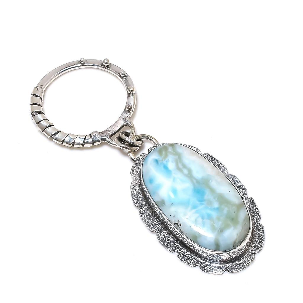 Natural Larimar Gemstone Silver Pendant In 925 Sterling Silver- Handmade Design, Everyday Wear Jewelry, Unique Pendant Birthday Gifts