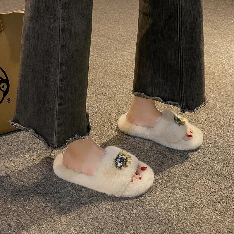 Модные тапочки женские зимние 2024 модные мягкие теплые плюшевые шлепанцы удобные на платформе меховые домашние нескользящие женские хлопковые туфли Zapatos