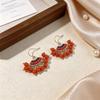 Vintage Bohemian fan-shaped tassel earrings, handmade crystal ear hooks, ethnic style, high-end light luxury earrings for women