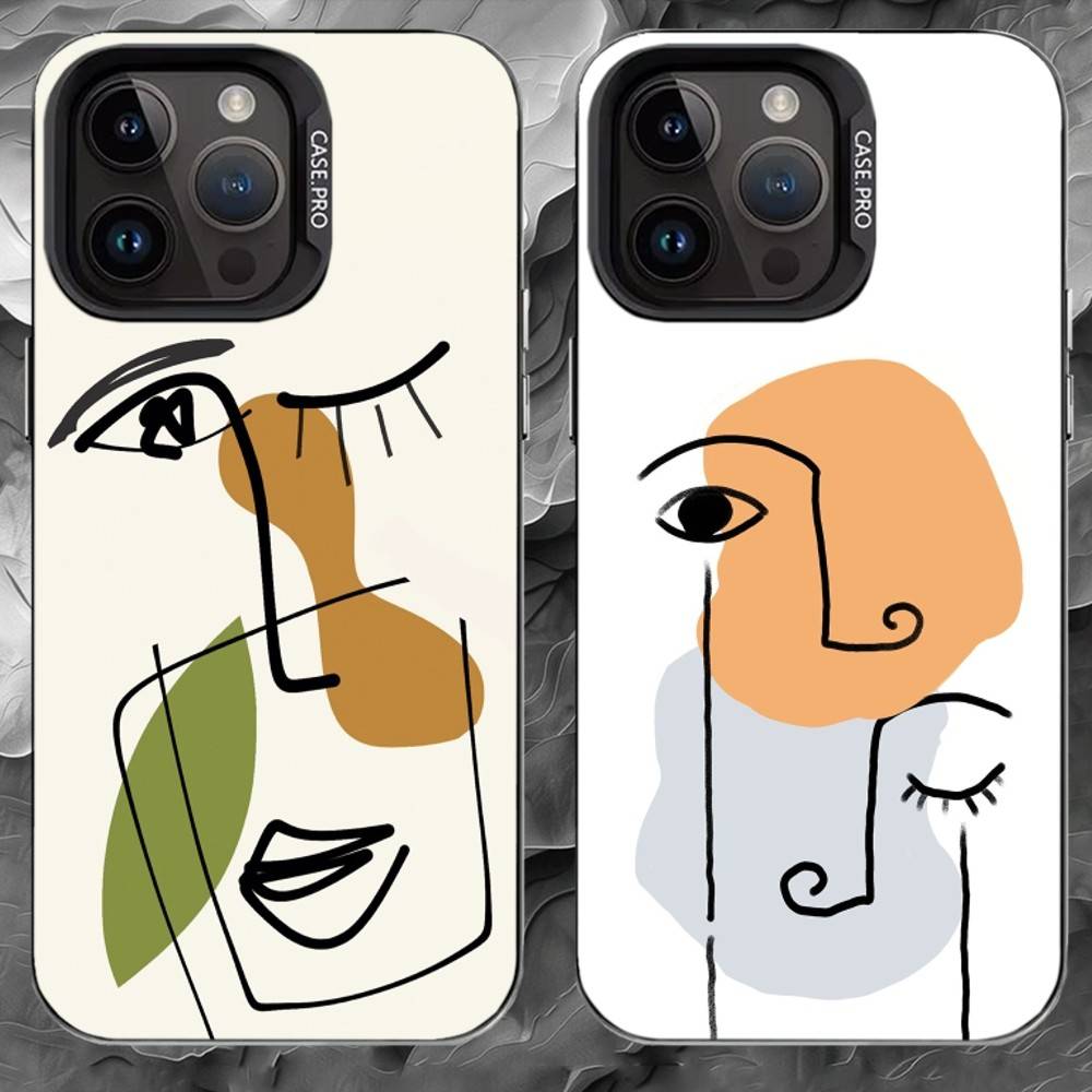 M-Современная минималистичная абстракция Чехол для телефона Для iPhone 17 16 15 14 13 12 11 Pro Max Plus Серебристый Матовый Черный Чехол