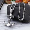 Hip Hop Retro Silver Plated Navy Anchor Necklaces for Men Fashion Punk Rock Jewelry