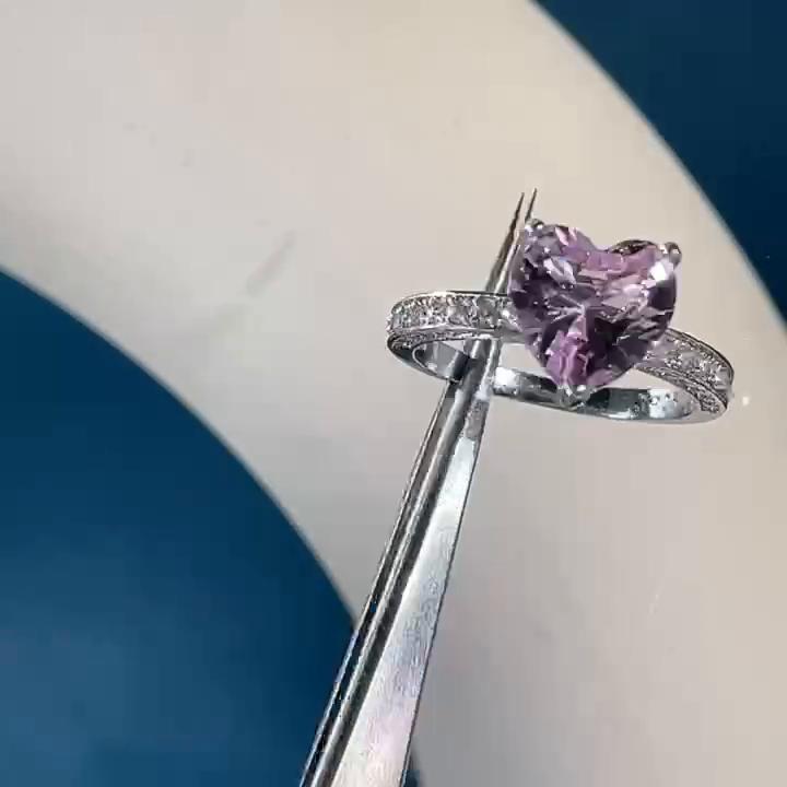 POMOiii Женские кольца в форме сердца, серебряные, блестящие, белые, розовые, с цирконием, стильные аксессуары для вечеринки, модные украшения