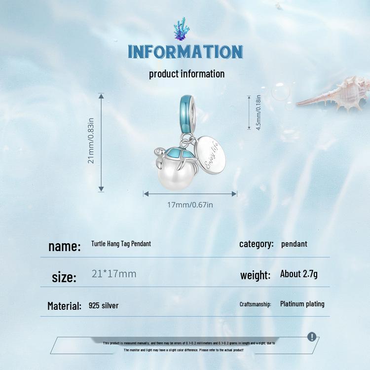 Браслет-шарм из стерлингового серебра 925 пробы Everle с подвесками в виде морских существ: подводной лодки, черепахи и краба