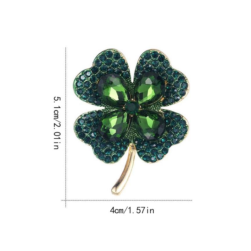 Clover Brooches For Women Green And Red Color Pin Peace And Health Plant Jewelry