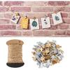 Pandahall 100pcs White Heart Clothespins Wooden Photo Paper Peg Pin Craft Clips with 10.9 Yards Natural Jute Twine for Paper Photo Display Hanging