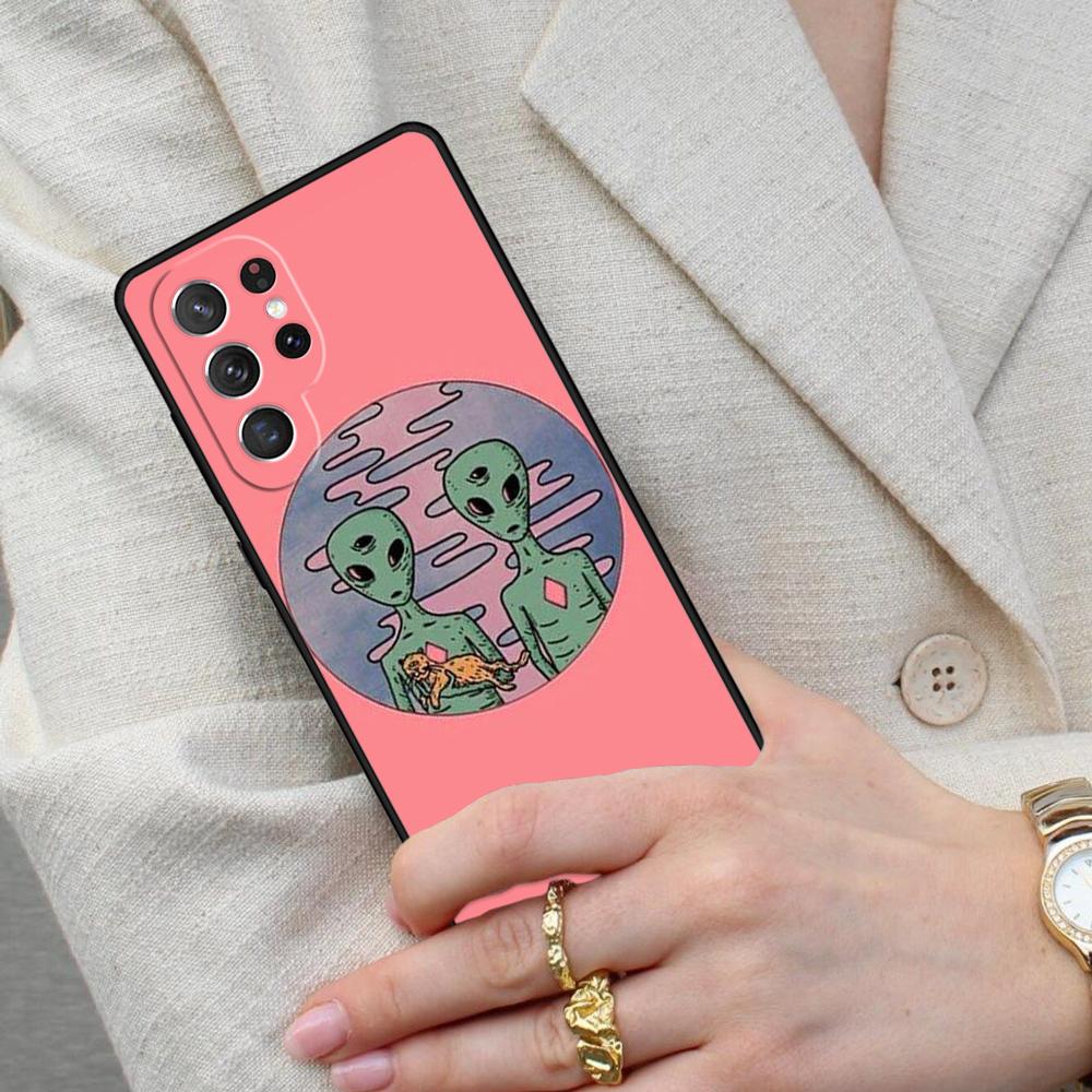 Aesthetics Cartoon Alien Space Cell Phone Case for Samsung Galaxy S26 Ultra S25 S24 S23 S22 S21 S20 Note10 Cover