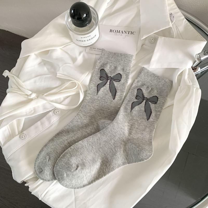 Женские весенне-осенние носки-гольфы с бантиком, милые и сладкие