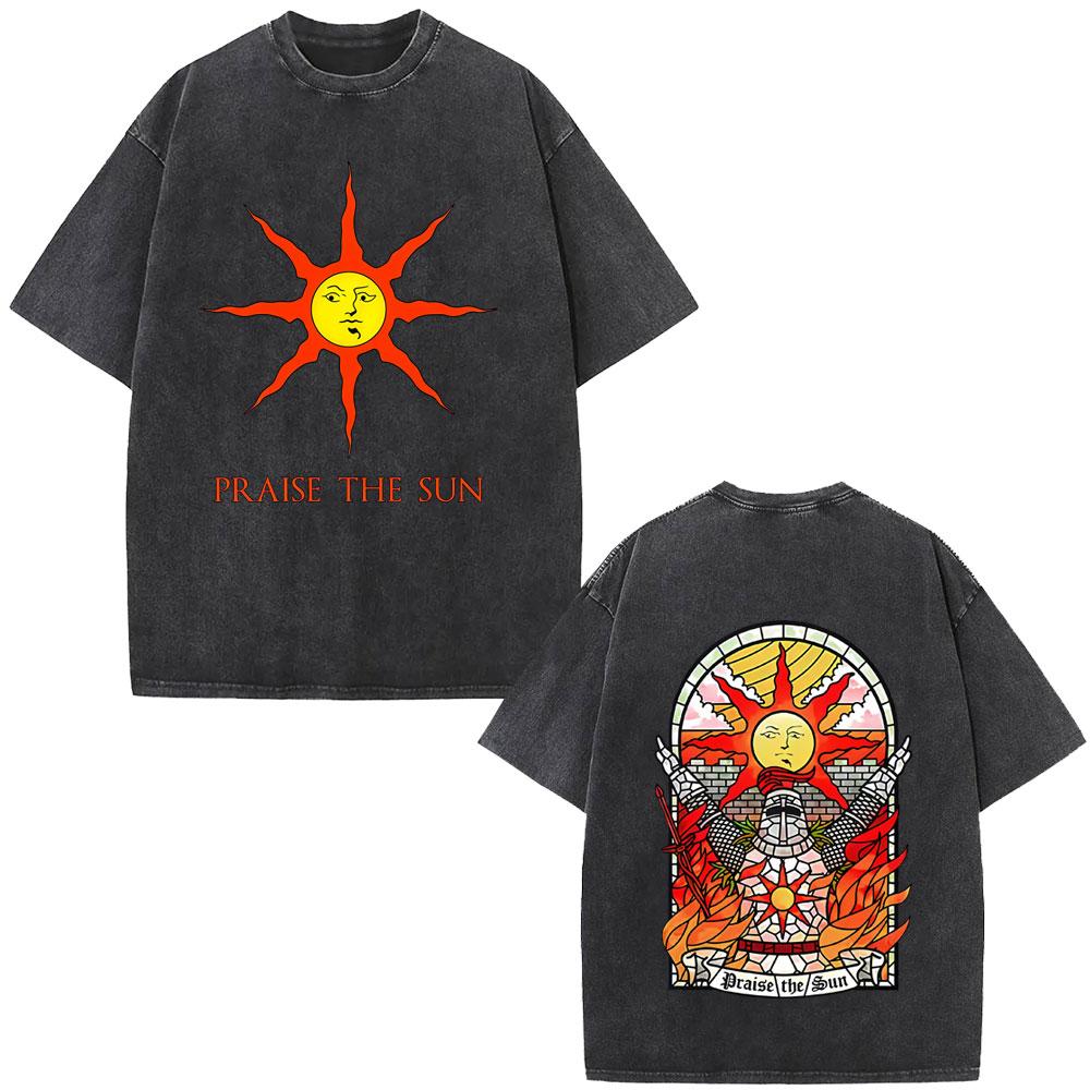Washed Vintage Game Dark Souls Prepare To Die Graphic Tshirt Men Women s Gothic Rock Tshirts Mens Punk Oversized T Shirts