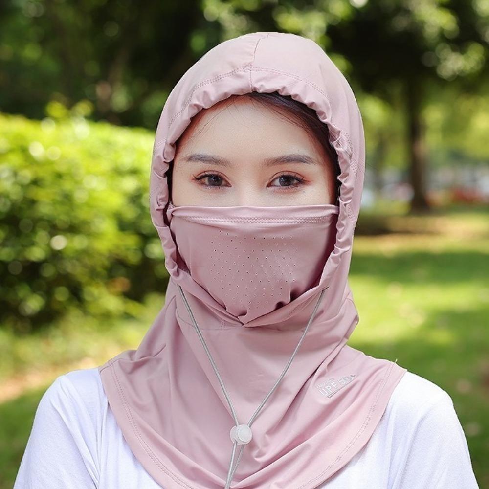 Летняя шляпа от солнца с защитой от УФ-лучей, с маской-шалью, дышащая, из ледяного шелка, шапка-пуловер, повязка на голову, унисекс, пляжная кепка для занятий спортом на открытом воздухе