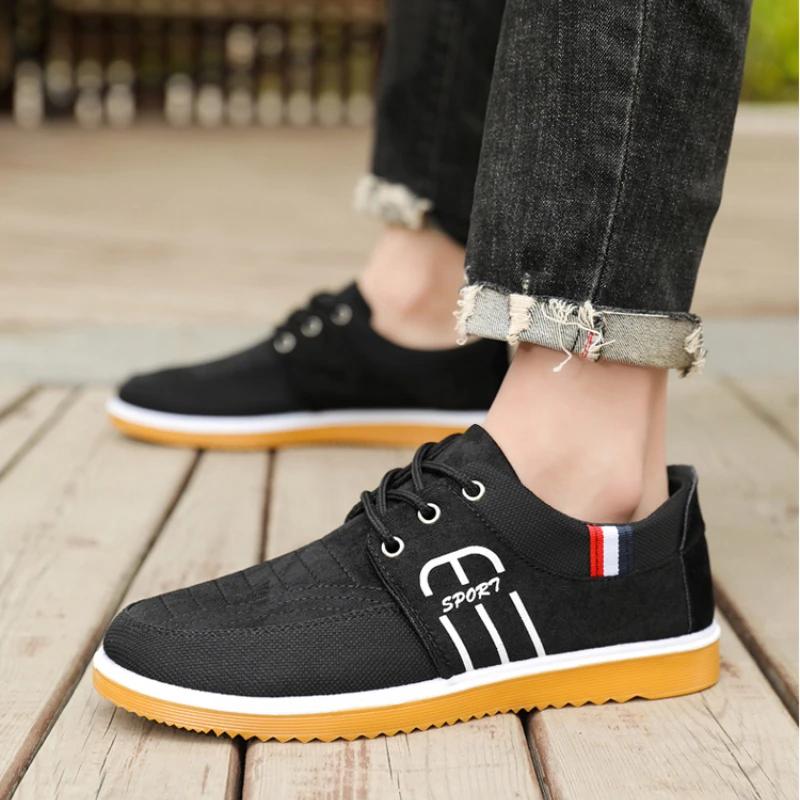 Классические мужские парусиновые туфли, модные дышащие мужские повседневные кроссовки, легкие на шнуровке, вулканизированные туфли, нескользящие рабочие туфли для мужчин