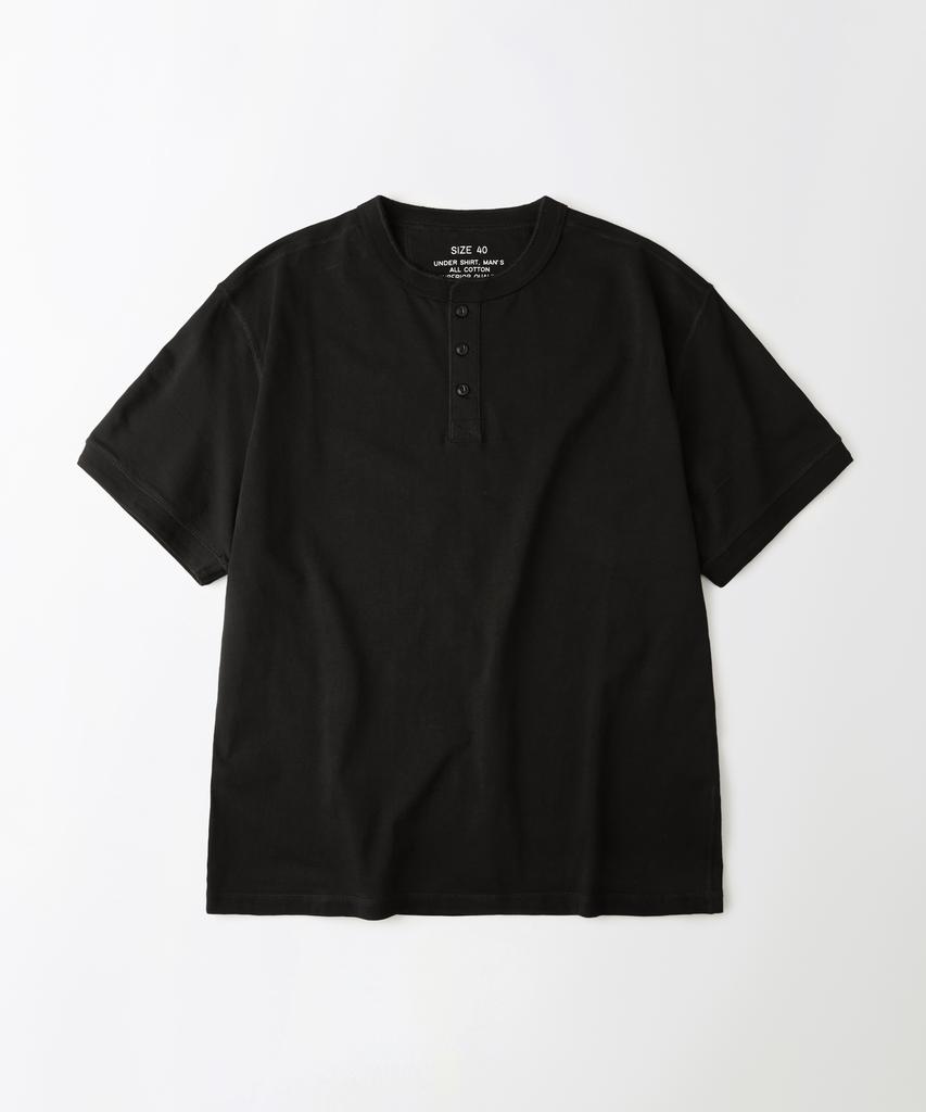 OUTSTANDING Henley Neck Half Sleeve Tee_Black