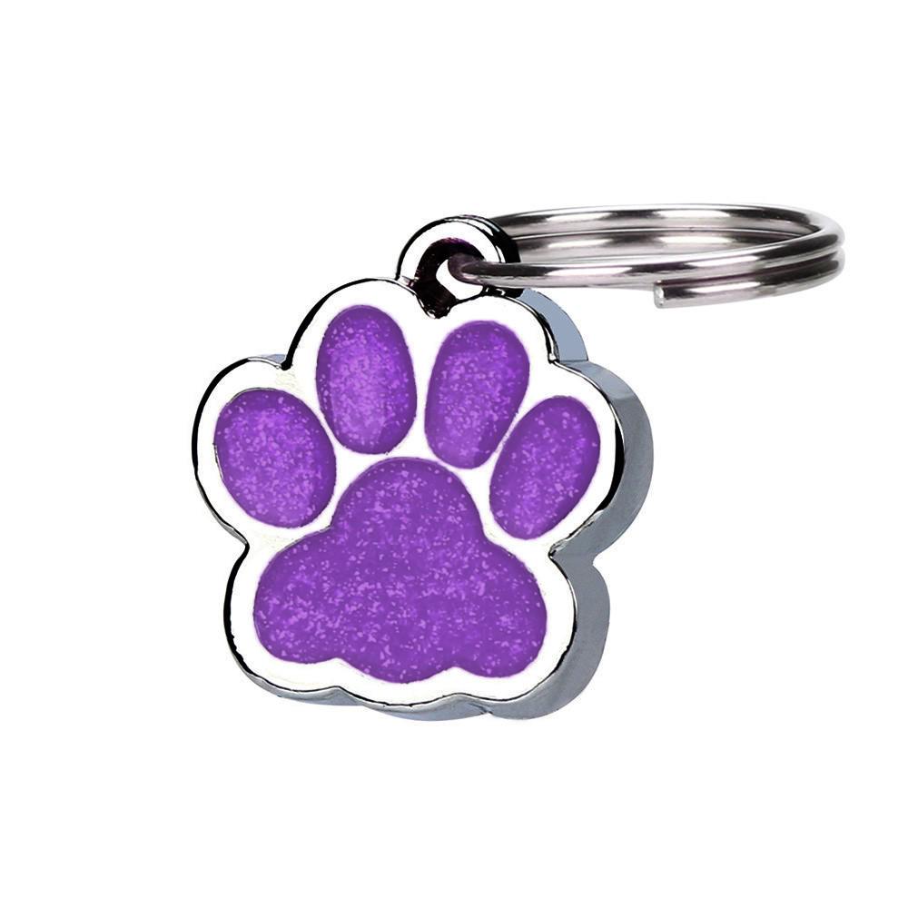 Personalised Engraved Glitter Print Tag Dog Cat Pet ID Tags Reflective