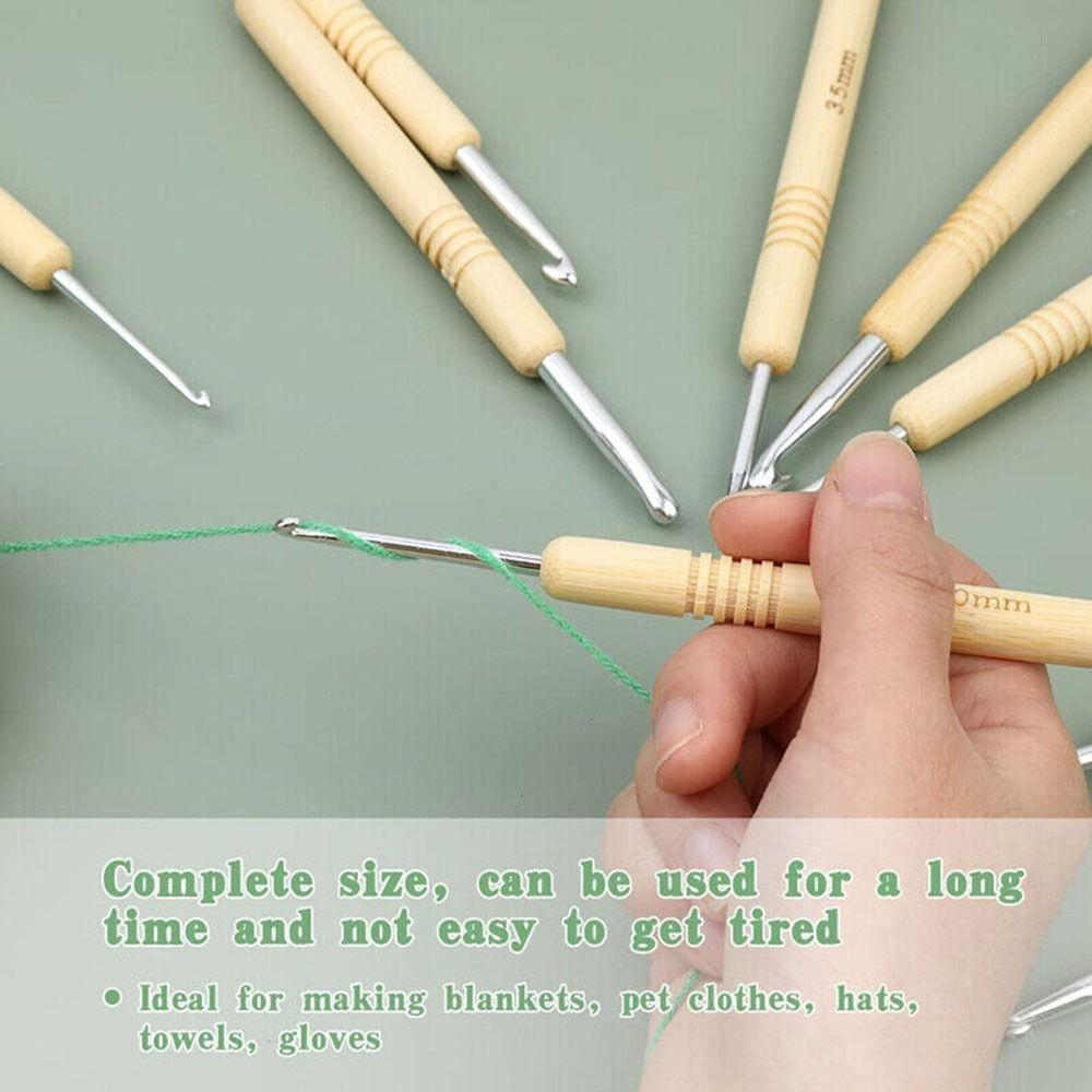 Набор крючков для вязания с бамбуковой ручкой ручной работы Спицы для свитера Крючки для вязания Инструменты для вязания Аксессуары