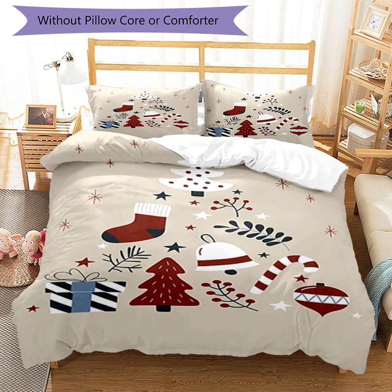 3pcs Christmas Bedding Set Duvet Cover Closure Includes 1 Duvet Cover & 2 Pillowcases, Soft and Comfortable for All Seasons.