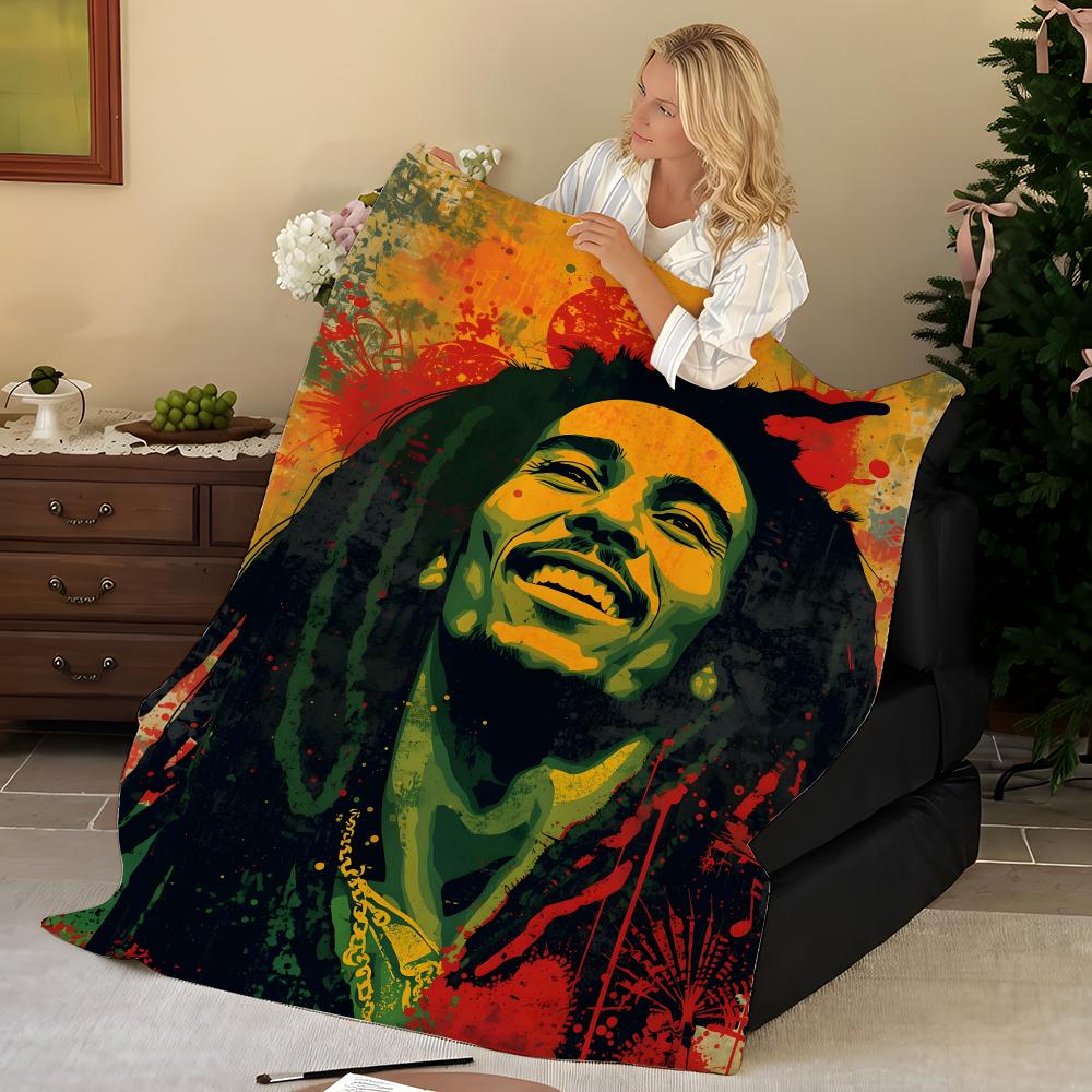Музыкальная B-Bob M-Marley Плед Фланелевый, Мягкий Теплый, Прочный и Стирающийся милый Крутой