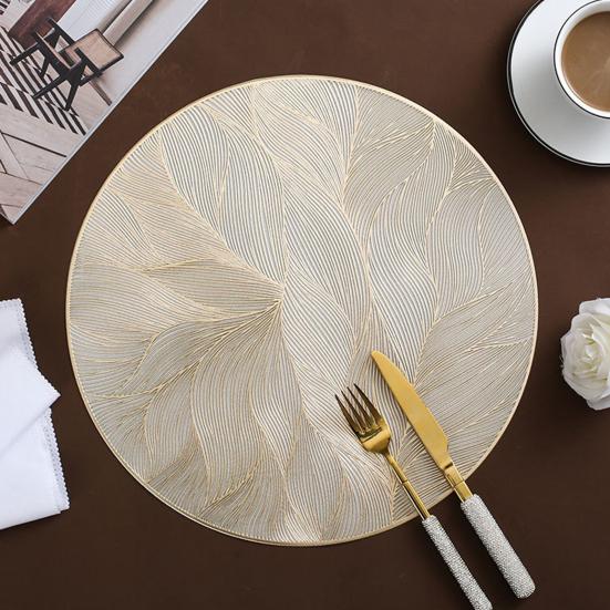 Подставки для столовых приборов Коврики для круглых столов ПВХ Водонепроницаемая подушечка для чайника Цветочная текстура Коврики для столовой Жаростойкие подставки Износостойкие кухонные принадлежности для использования в помещении