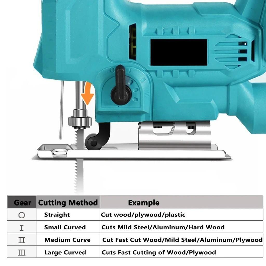 6-ступенчатая беспроводная электрическая лобзиковая пила для дома, портативная изогнутая пила, многофункциональный электроинструмент для деревообработки, синий