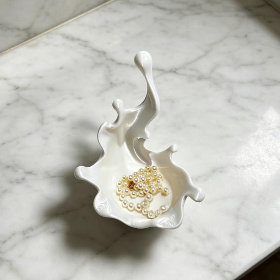jijijing 3D Printed Jewelry Tray, Water Splash Design Organizer for Rings, Earrings, Necklaces, Pearlescent Storage Box